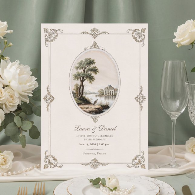 Elegant French Vintage Chateau Wedding  Invitation (Creator Uploaded)