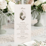 Elegant French Vintage Chateau Wedding Menu Card<br><div class="desc">Elegant French vintage chateau wedding menu card featuring a romantic countryside illustration and a refined minimalist layout. This timeless design is perfect for classic,  European,  château,  and Provence-inspired wedding receptions. Easily personalize the menu with your own courses,  meal descriptions,  and wedding details to match your special day.</div>