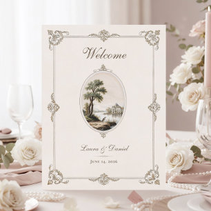 Elegant French Vintage Chateau Wedding Poster