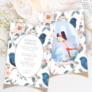 Elegant French Vintage Chinoiserie Photo Wedding Invitation