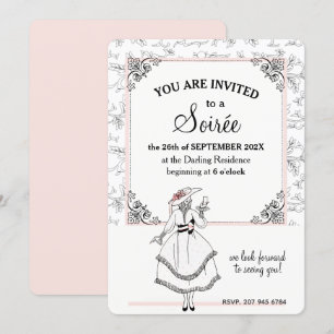 Elegant French Vintage Floral Soirée Party Pink Invitation