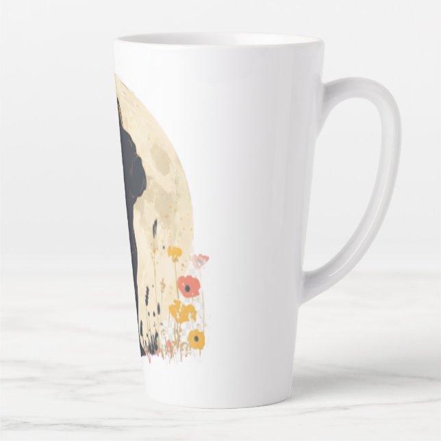 Elegant Frenchie Moonlight Garden Silhouette Latte Mug (Right)