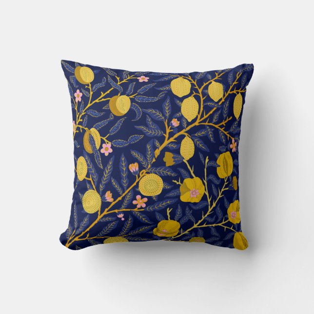Elegant Fresh Blue Lemon vines pattern Cushion (Front)
