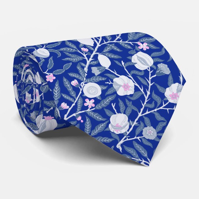 Elegant Fresh Blue Lemon vines pattern Tie (Rolled)
