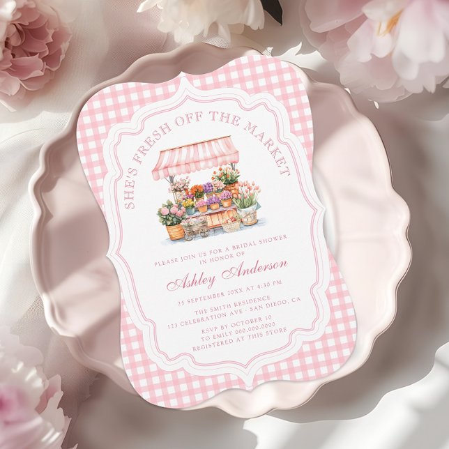 Elegant Fresh off the Market Floral Bridal Shower Invitation (Creator Uploaded)