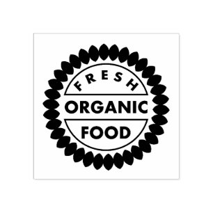 Elegant Fresh Organic Food Typography Rubber Stamp