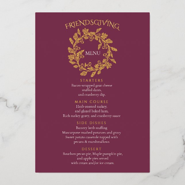 Elegant Friendsgiving Dinner Menu (Front)