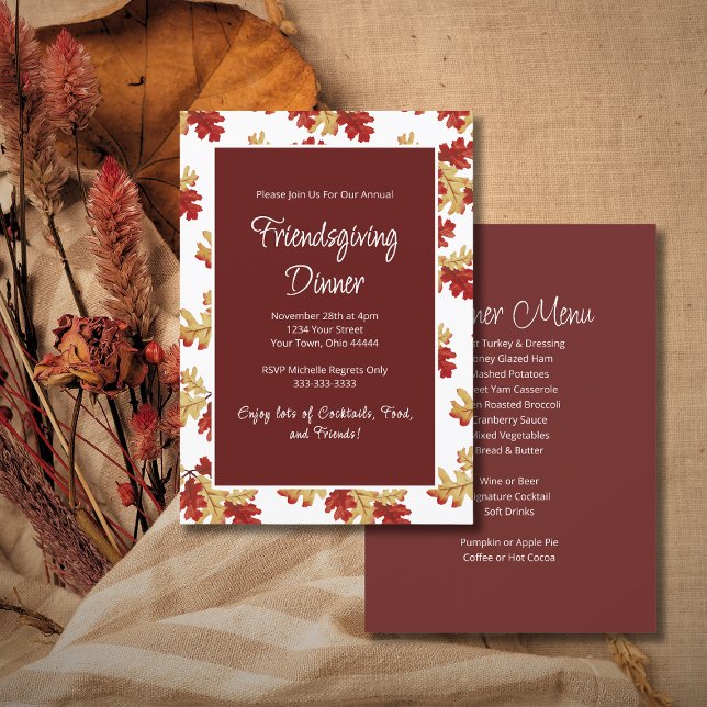 Elegant Friendsgiving Dinner Menu Thanksgiving Invitation (Creator Uploaded)