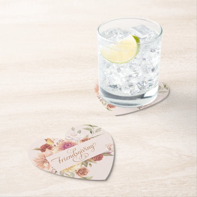 Elegant Friendsgiving Entertaining Paper Coaster (Insitu)