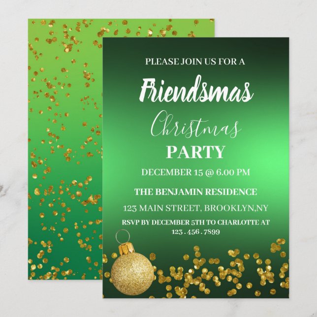  Elegant Friendsmas Christmas Party   Invitation (Front/Back)