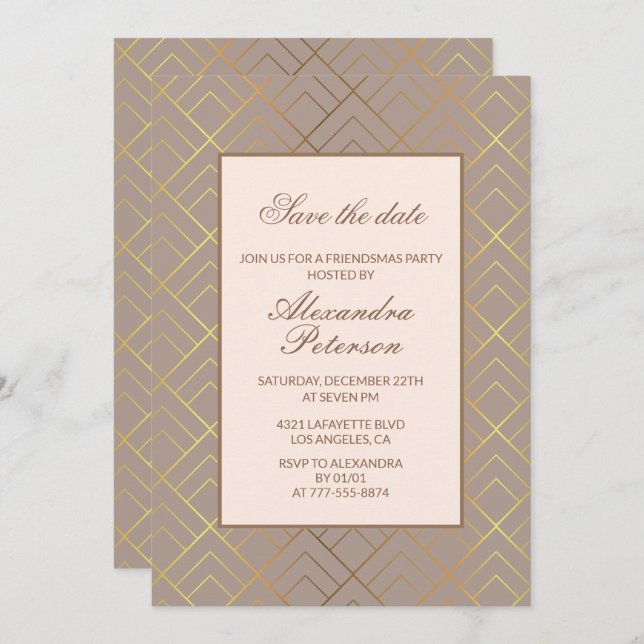 Elegant Friendsmas invitations Save the date (Front/Back)