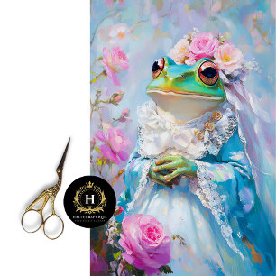 Elegant Frog Bride Illustration Decoupage Tissue Paper