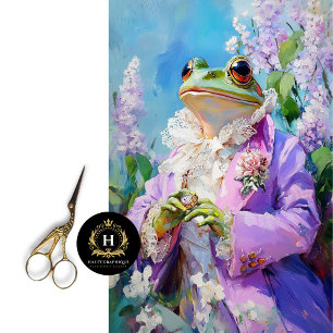 Elegant Frog in Lavender Floral Spring Decoupage Tissue Paper
