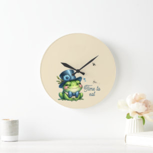 Elegant Frog- Time to eat Large Clock