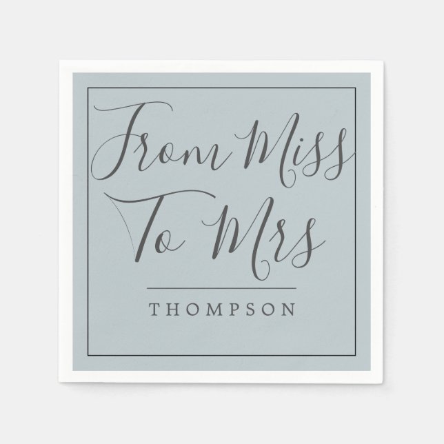 Elegant From Miss to Mrs Bridal Shower Blue Paper Napkin (Front)