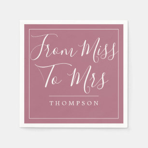 Elegant From Miss to Mrs Bridal Shower Cassis Napkin