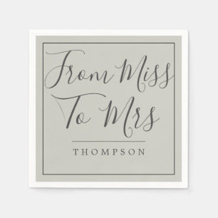Elegant From Miss to Mrs Bridal Shower Grey Paper Napkin