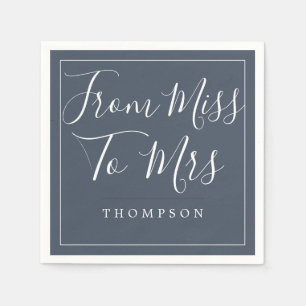 Elegant From Miss to Mrs Bridal Shower Navy Paper Napkin