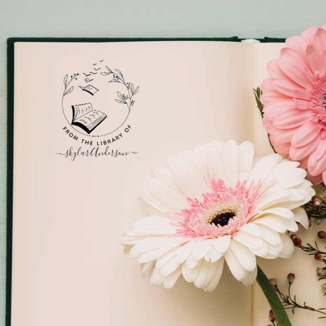 Elegant From The Library Of Birds Books Hand-drawn Rubber Stamp (Creator Uploaded)