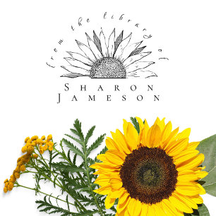 Elegant From the Library of Custom Name Sunflower Self-inking Stamp