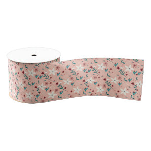 Elegant  froral  Pink Grosgrain Ribbon