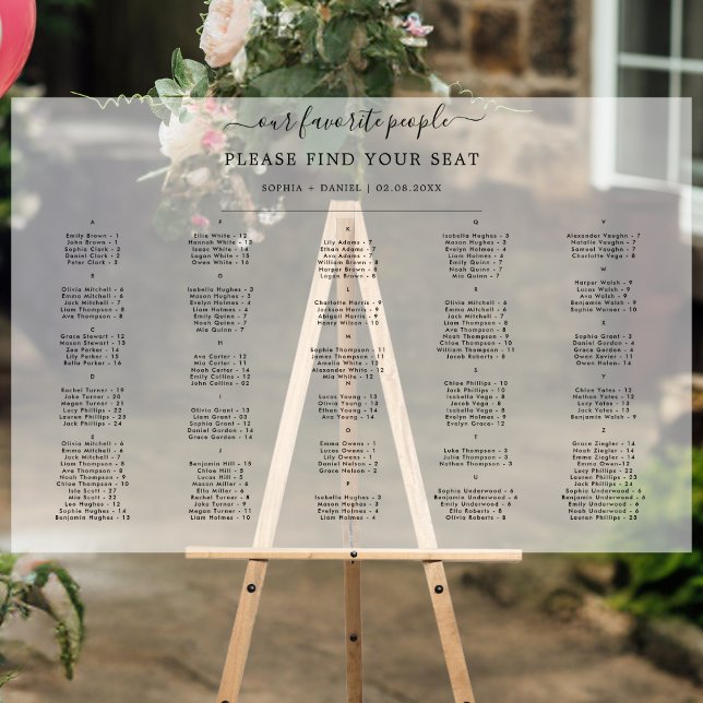 Elegant Frosted Alphabetical Wedding Seating Acrylic Sign (Creator Uploaded)