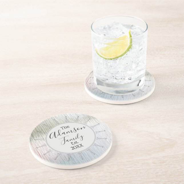 Elegant Frosted Glass Family Name Mandala   Coaster (Side)