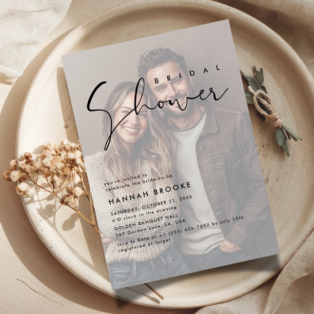 Elegant Frosted Vellum Overlay Photo Bridal Shower Invitation (Creator Uploaded)