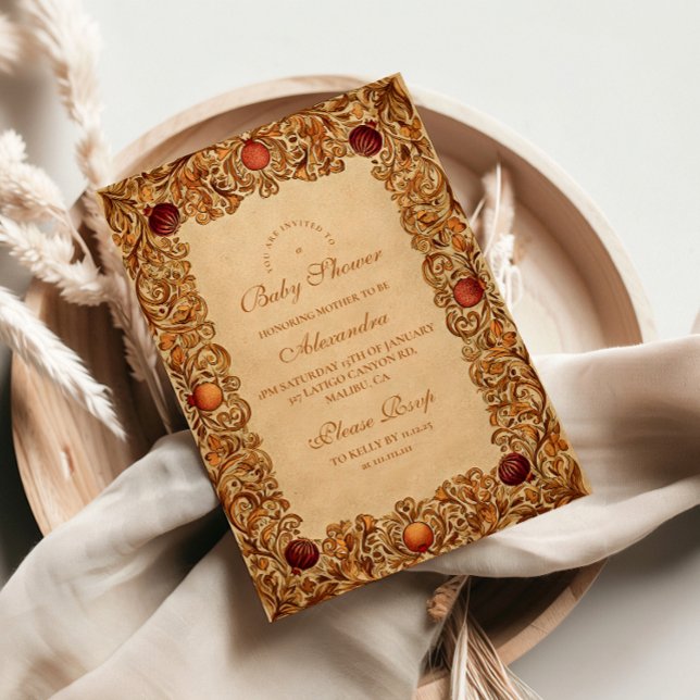 Elegant Fruit and Foliage Baby Shower Invitation (Creator Uploaded)