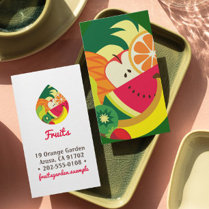 Elegant Fruit illustration Green red yellow fruity Business Card