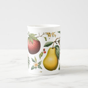Elegant Fruit Watercolor Bone China Mugs