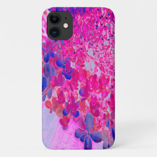 Elegant Fuchsia and Dark Blue Limelight Hydrangea iPhone 11 Case