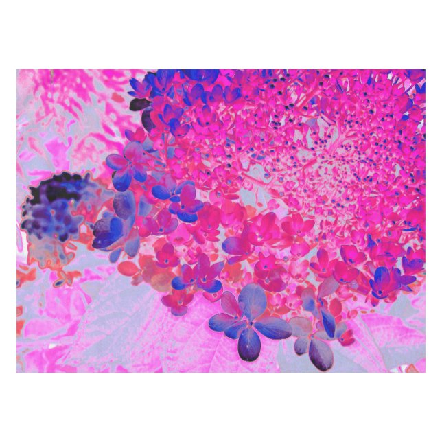 Elegant Fuchsia and Dark Blue Limelight Hydrangea Tablecloth (Front (Horizontal))