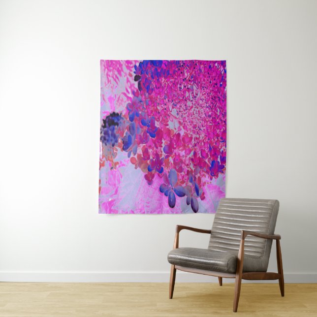 Elegant Fuchsia and Dark Blue Limelight Hydrangea Tapestry (In Situ)