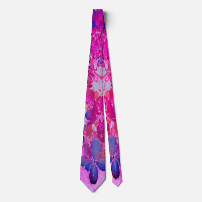 Elegant Fuchsia and Dark Blue Limelight Hydrangea Tie (Front)