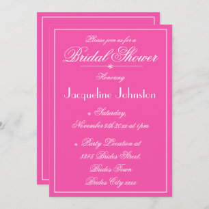Elegant Fuchsia Custom Modern Chic Bridal Shower Invitation