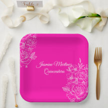 Elegant Fuchsia Pink and White Floral Paper