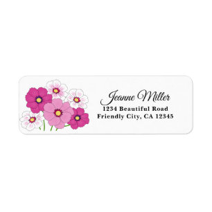 Elegant Fuchsia Pink And White Flower Return Address Label