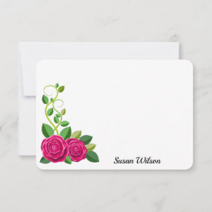 Elegant Fuchsia Pink Rose Flower Card