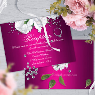 Elegant Fuchsia Pink Wedding Reception Enclosure Card