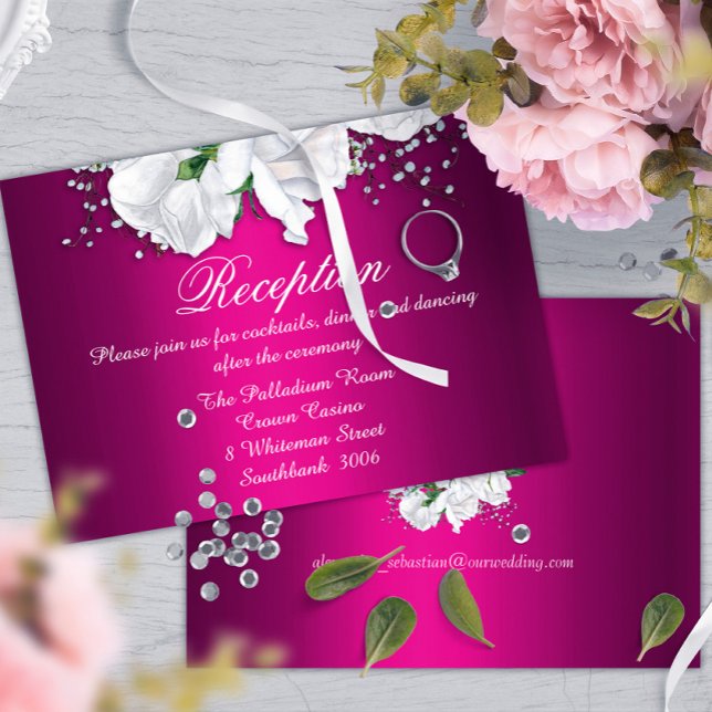Elegant Fuchsia Pink Wedding Reception Enclosure Card (Creator Uploaded)