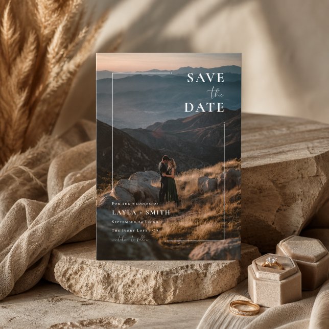 Elegant Full Bleed Photo Modern Wedding Save The Date (Creator Uploaded)