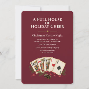 Elegant Full House Christmas Casino Holiday Party Invitation