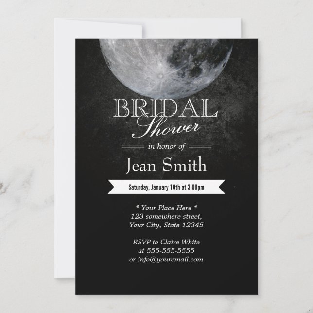 Elegant Full Moon Night Bridal Shower Invitations (Front)