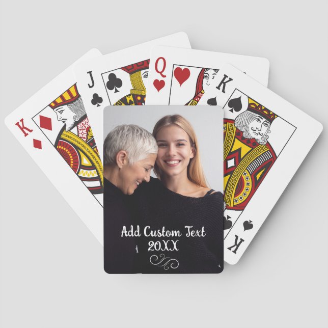 Elegant Full Photo Vertical Custom Text Playing Cards (Back)