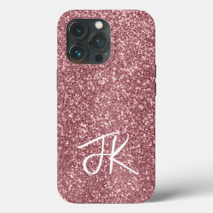 Elegant Full Pink Glitter Custom monogrammed iPhone 13 Pro Case