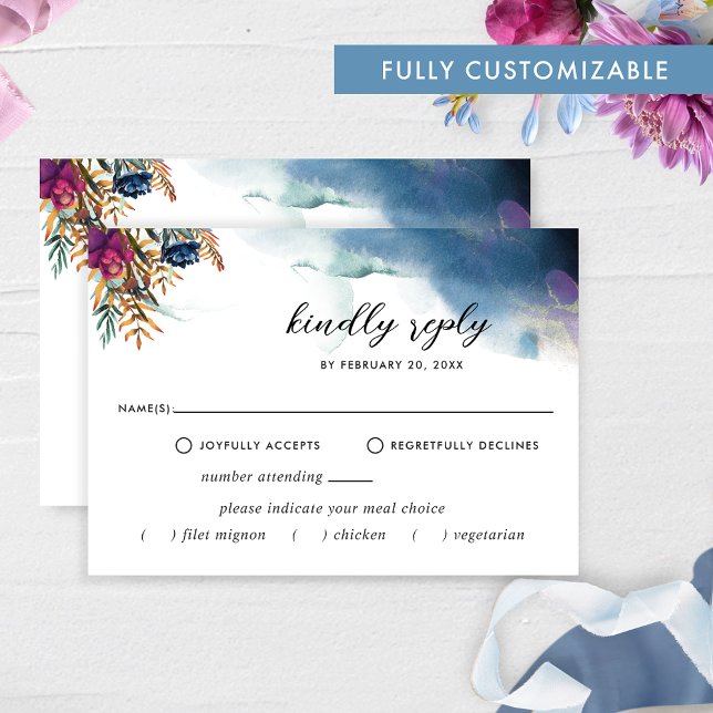 Elegant Fully Customisable Celestial Wedding RSVP Card (Creator Uploaded)