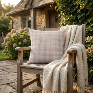 Elegant Fun, Classic Pink 'n Green Geometric Plaid Cushion