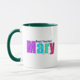 Elegant Fun Colourful "Mary" on Water Drops, Blue Mug