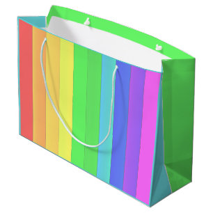 Elegant & Fun Colourful Rainbow Stripes Blue Green Large Gift Bag